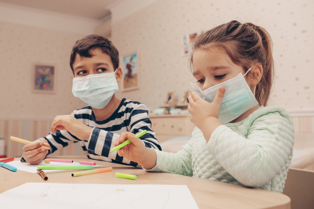 children with face masks