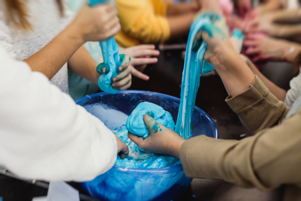 children playing with slime