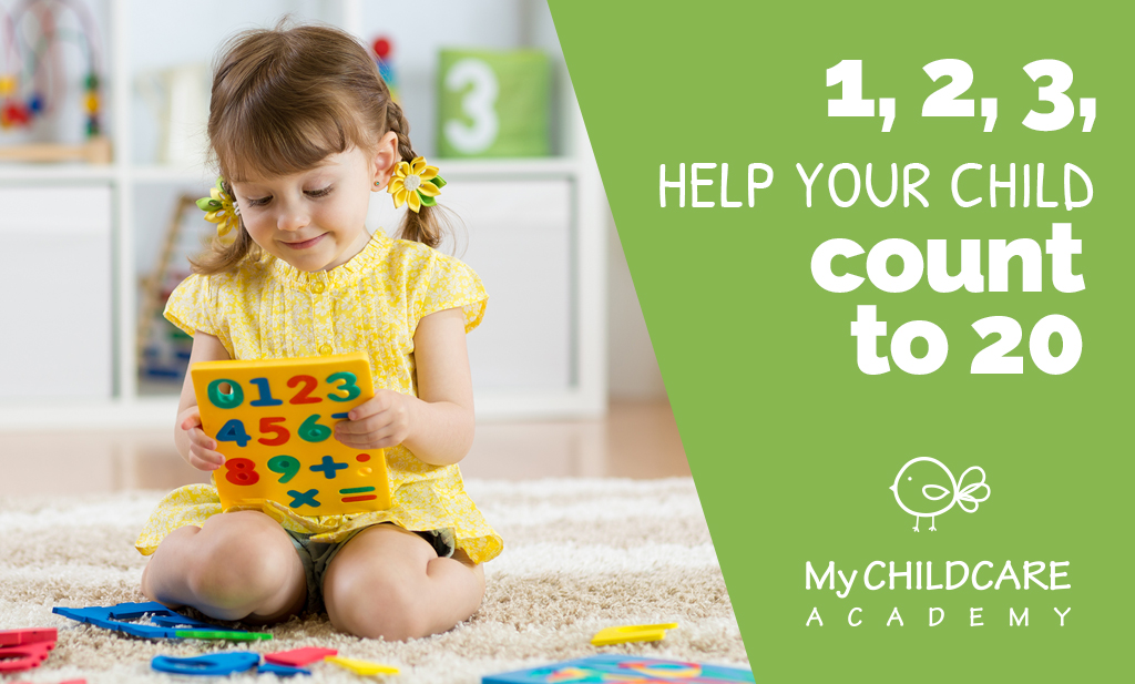 young girl learning to count
