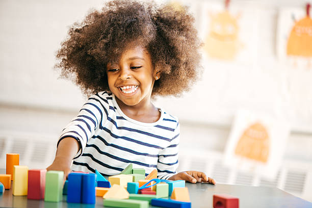 Girl playing with blocks