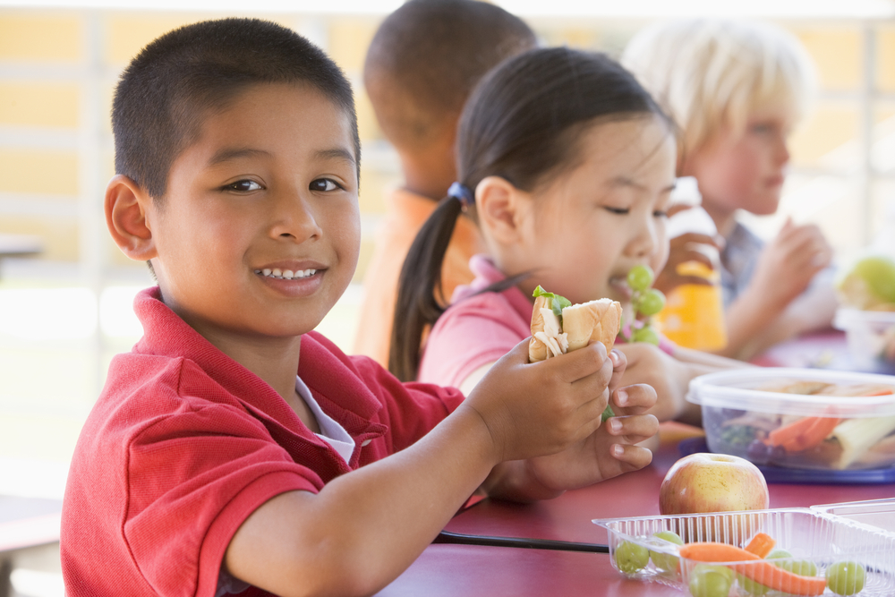 children eating healthy lunches